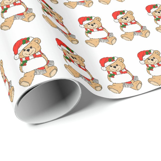 Santa Teddy Bear Christmas Gift Paper (Roll Corner)