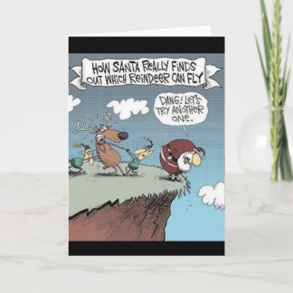 Santa Tests Reindeer Flying Greeting Card