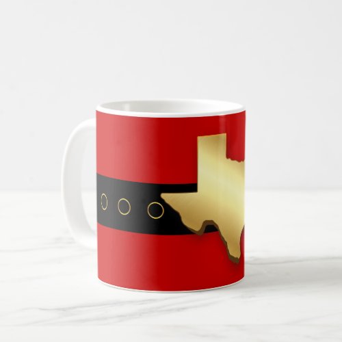 Santa Texas Belt Buckle Christmas Coffee Mug