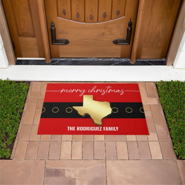 Santa Texas Belt Buckle Christmas Doormat (Outdoor)