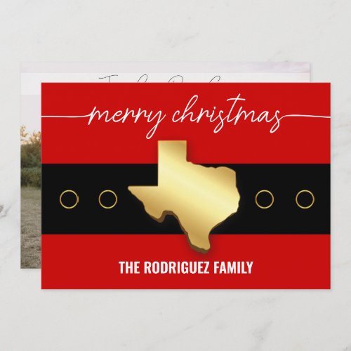 Santa Texas Belt Buckle Christmas Holiday Card
