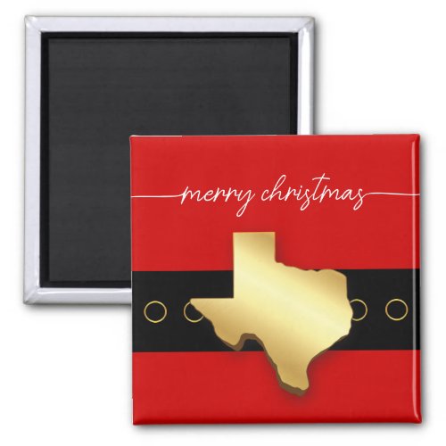 Santa Texas Belt Buckle Christmas Magnet