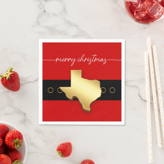 Santa Texas Belt Buckle Christmas Napkins (Insitu)