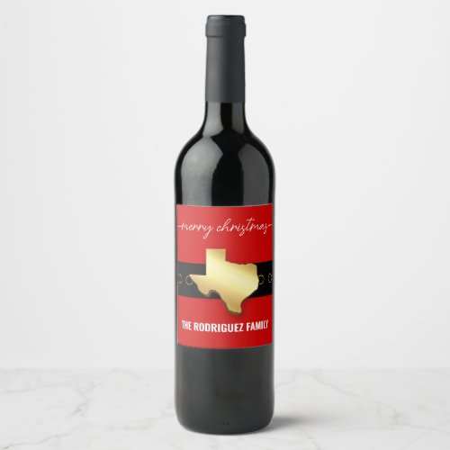Santa Texas Belt Buckle Christmas Wine Label