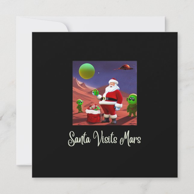 SANTA & THE ALIENS, Funny Christmas Card (Front)