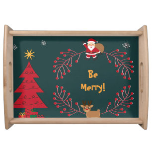 SANTA TO PLAID CHRISTMAS SERVING TRAY