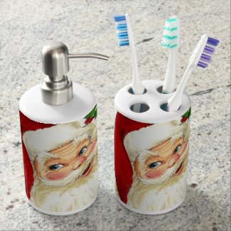 Santa Toothbrush Holder and Soap Dispenser Set