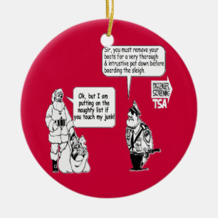 SANTA TOUCH MY JUNK TSA BLACK CERAMIC ORNAMENT