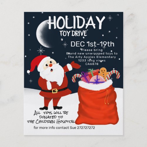 Santa toy drive christmas holiday invitation flyer