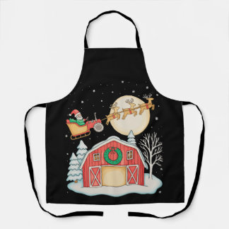 Santa Tractor Farm Farmer Christmas Farming Xmas Apron