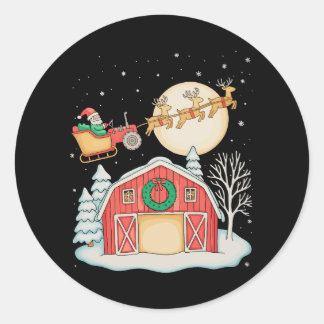 Santa Tractor Farm Farmer Christmas Farming Xmas Classic Round Sticker