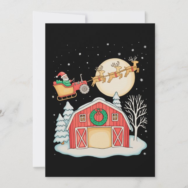 Santa Tractor Farm Farmer Christmas Farming Xmas Holiday Card (Front)