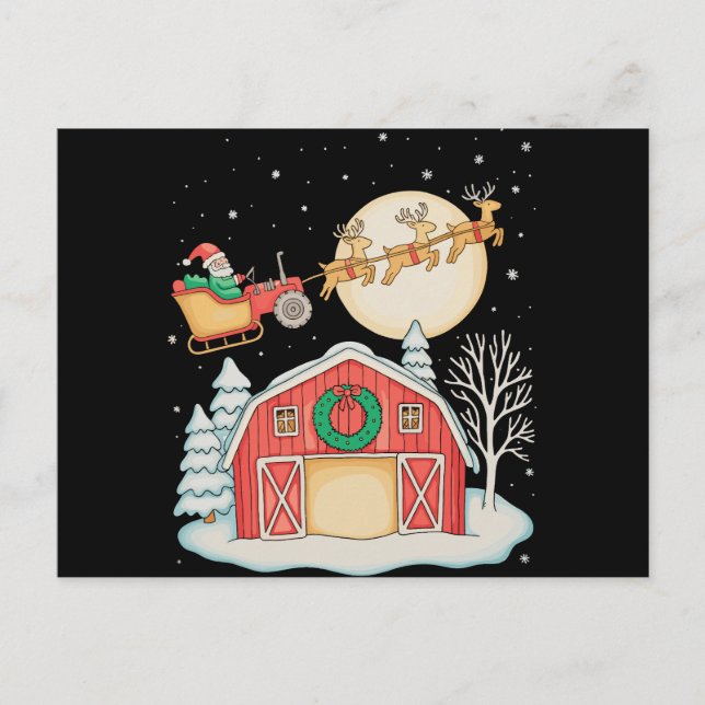 Santa Tractor Farm Farmer Christmas Farming Xmas Holiday Postcard (Front)