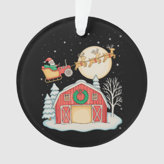 Santa Tractor Farm Farmer Christmas Farming Xmas Ornament