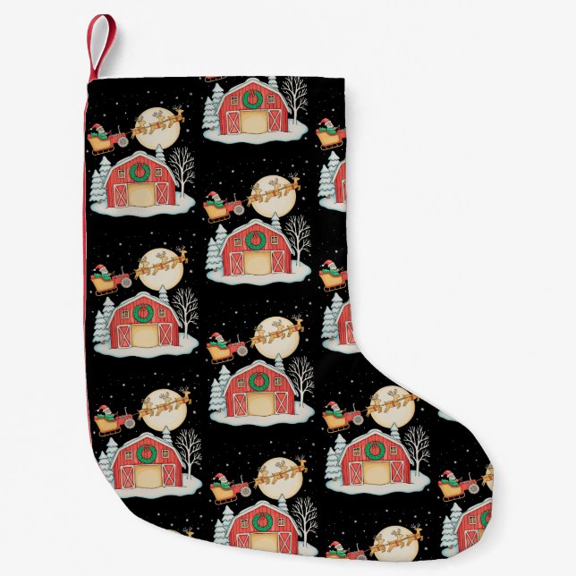 Santa Tractor Farm Farmer Christmas Farming Xmas Small Christmas Stocking (Front)