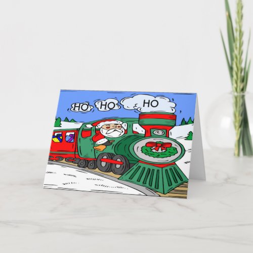 Santa Train Christmas Card