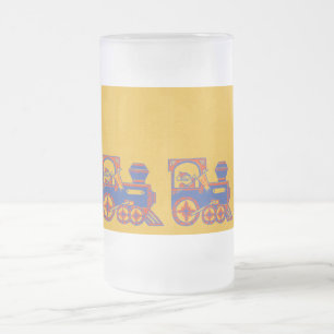 Santa Train Frosted Glass Beer Mug