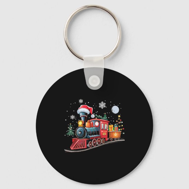 Santa Train Lights Christmas Driving Xmas Boys Kid Keychain (Front)