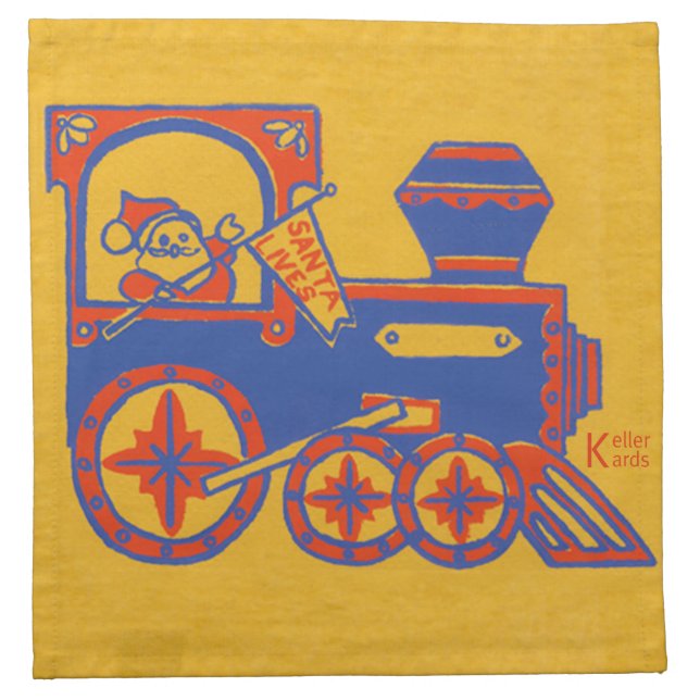 Santa Train Napkin (Front)