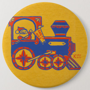 Santa Train Pinback Button