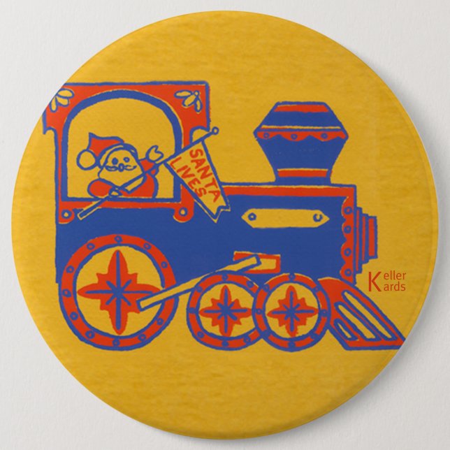 Santa Train Pinback Button (Front)