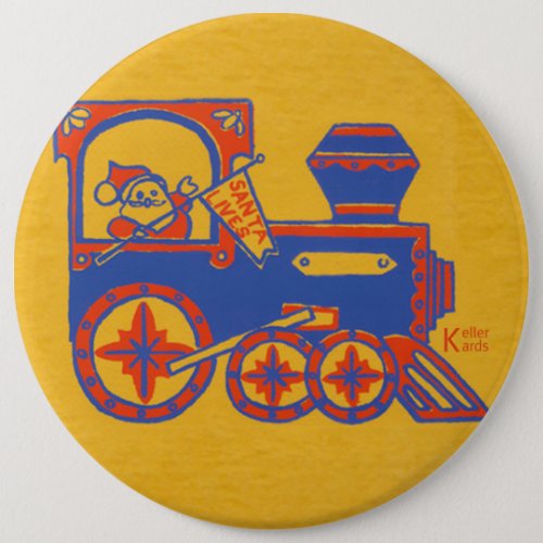 Santa Train Pinback Button