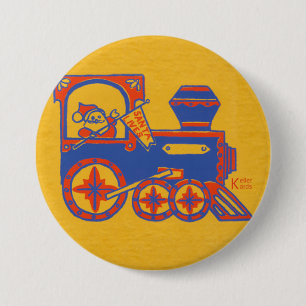 Santa Train Pinback Button