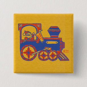 Santa Train Pinback Button