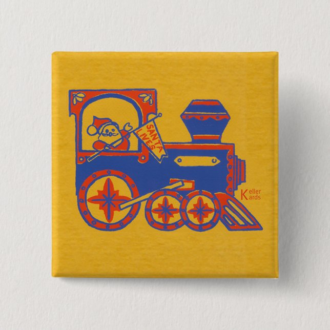 Santa Train Pinback Button (Front)