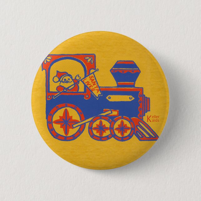 Santa Train Pinback Button (Front)