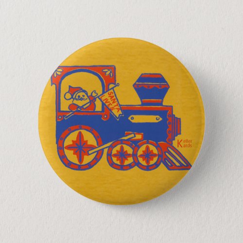 Santa Train Pinback Button