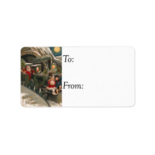 Santa Train Vintage Gift Tag