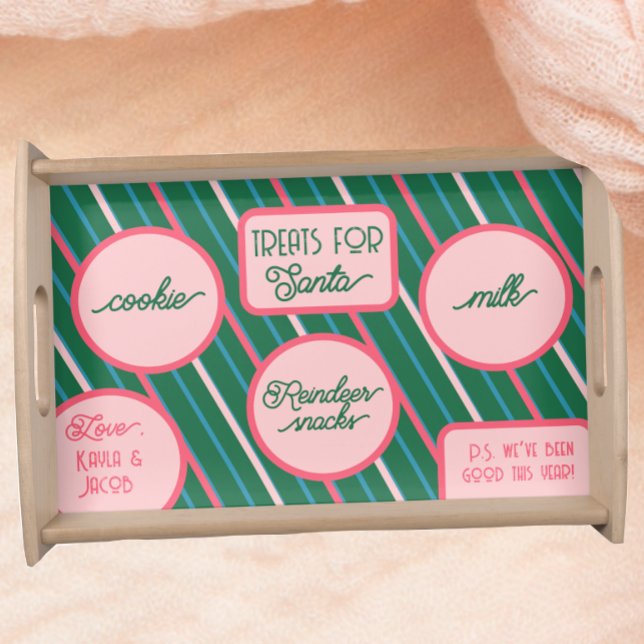 Santa Treats Candy Stripe Christmas Cookie Serving Tray (Creator Uploaded)