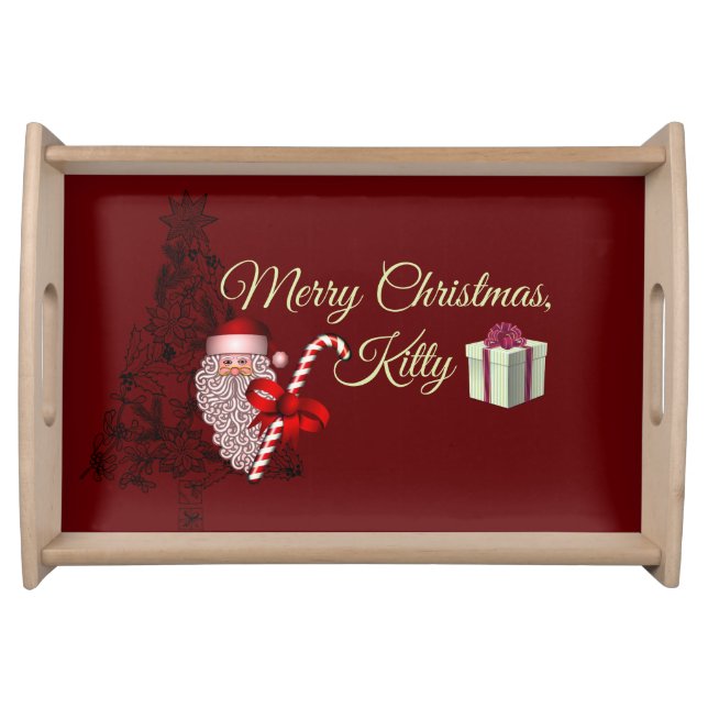 Santa Tree Christmas Personalized  Serving Tray (Front)