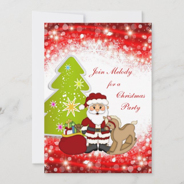Santa tree kids Christmas Party Invitation (Front)