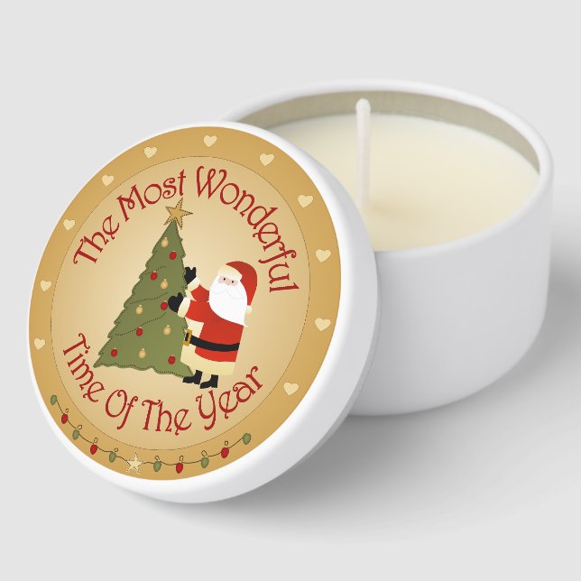 Santa & Tree - Most Wonderful Time Mini Candle Favors (Corner)