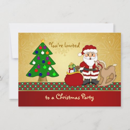 Santa tree presents Kids Christmas Party Invitation