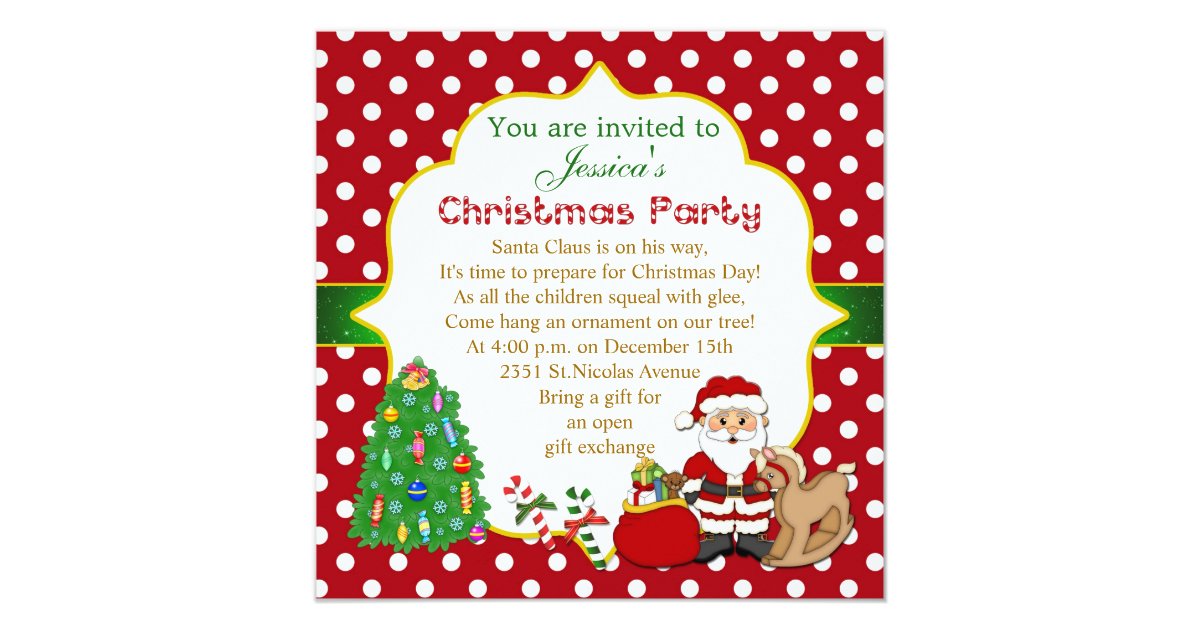kids christmas party invitation