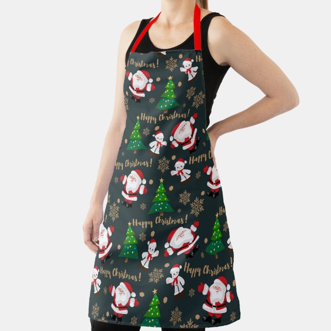 Santa, Trees, Snowflakes and Bears  Apron (Insitu)