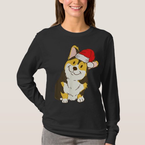 Santa Tri Color Corgi Winter Christmas Dog Mom Hol T_Shirt