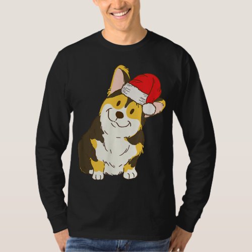 Santa Tri Color Corgi Winter Christmas Dog Mom Hol T_Shirt