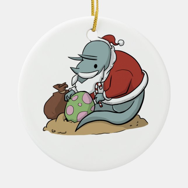 Santa Triceratops Ornament (Front)