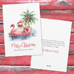 Santa Tropical Beach Christmas Holiday Card<br><div class="desc">Get into the holiday spirit with this unique Christmas card featuring a relaxed Santa Claus in sunglasses lounging in a pink flamingo floaty in the ocean. Perfect for sending beachy holiday wishes, this card is ideal for anyone living in tropical places like Florida, Hawaii, or the Bahamas, or for those...</div>