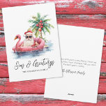 Santa Tropical Beach Christmas Seasons Greetings Holiday Card<br><div class="desc">Get into the holiday spirit with this unique Christmas card featuring a relaxed Santa Claus in sunglasses lounging in a pink flamingo floaty in the ocean. Perfect for sending beachy holiday wishes, this card is ideal for anyone living in tropical places like Florida, Hawaii, or the Bahamas, or for those...</div>