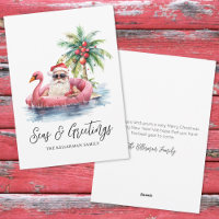 Santa Tropical Beach Christmas Seasons Greetings