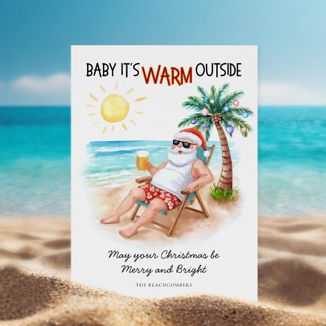 Santa Tropical Beach Vacation Christmas Holiday Card (Creator Uploaded)