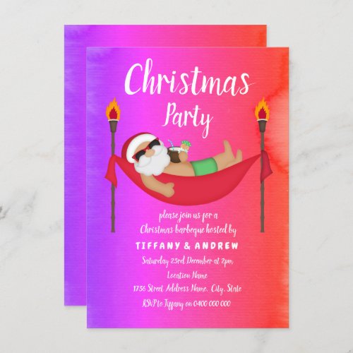 Santa Tropical Summer Christmas Party Invite