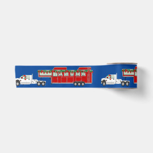 Santa Truck and Horse Trailer Christmas 3" Satin Ribbon