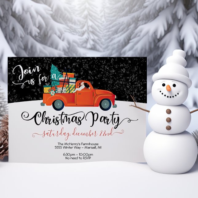 Santa Truck Chistmas Tree Party Invitation (Creator Uploaded)