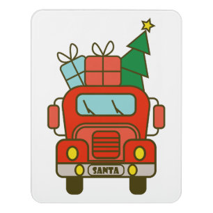 Santa truck front view Merry Christmas Door Sign
